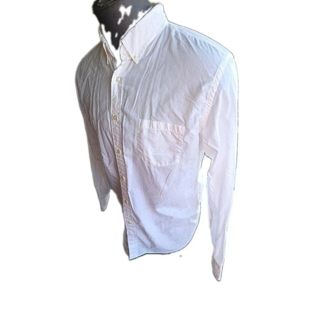 J Crew Dress Shirt Mens XL Crisp White Oxford Lightweight